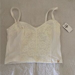 Hollister Cream Floral Lace Top